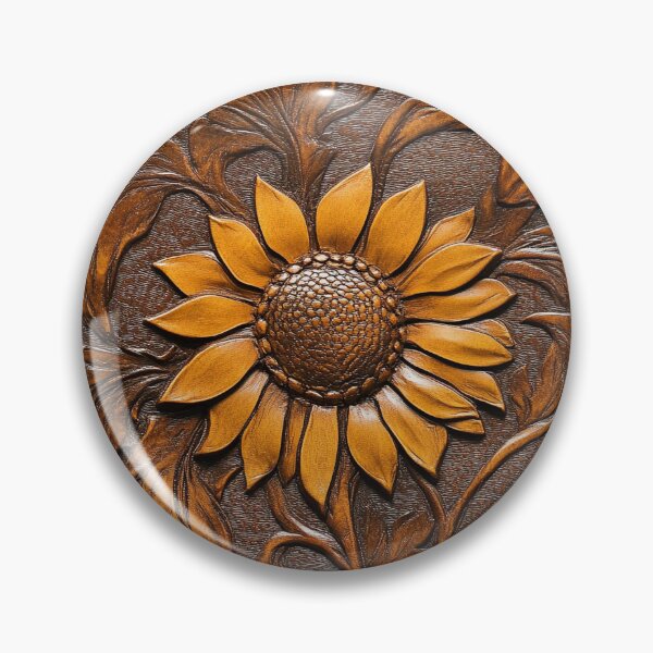 Item preview,  Sunflower Yellow Brown Faux Tooled Leather  designed and sold by ColorFlowArt.