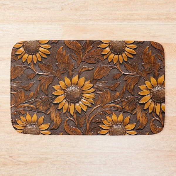 Item preview,  Sunflower Yellow Brown Faux Tooled Leather  designed and sold by ColorFlowArt.