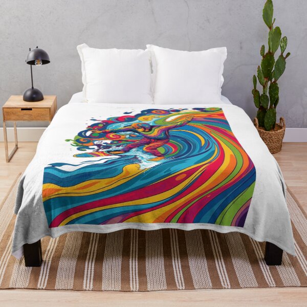 Item preview, Psychedelic Surf – Trippy Wave Rider Art designed and sold by JenniferCreaArte .