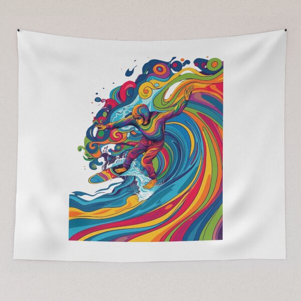 Item preview, Psychedelic Surf – Trippy Wave Rider Art designed and sold by JenniferCreaArte .