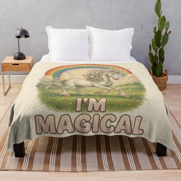 Item preview, I’m Magical Vintage Style Unicorn with Rainbow and Sun Design	 designed and sold by Victor Shadehorn.