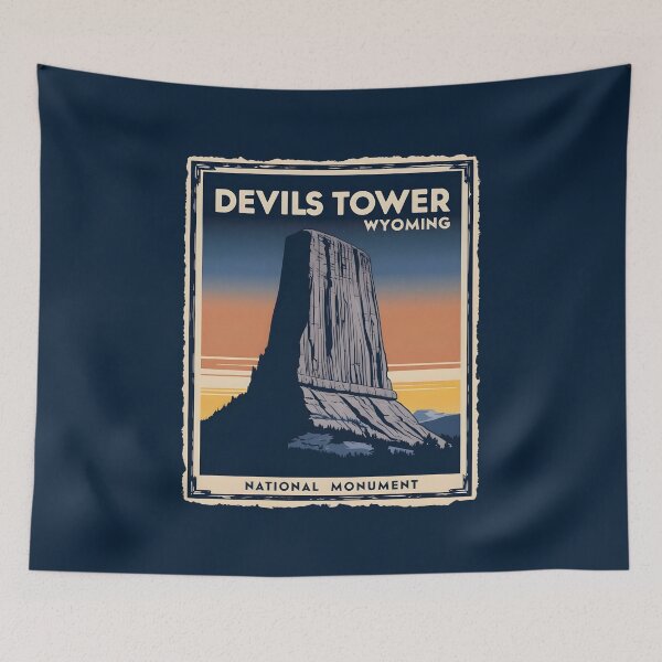 Item preview, A Vintage Illustration of Devils Tower National Monument  designed and sold by GoodOldVintage.