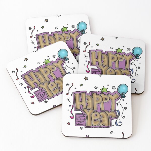 Item preview, Happy new year festive balloons and stars designed and sold by Anastaciaknits.