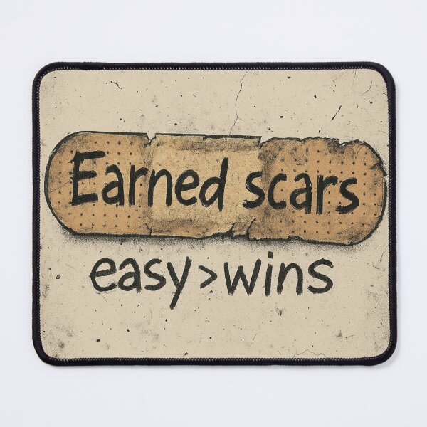 Item preview, Scars Over Wins" Grunge Y2K Tee – Streetwear Quote with Bandage Print, Earned Not Given, Retro Edgy Style designed and sold by 50ファイターJP.