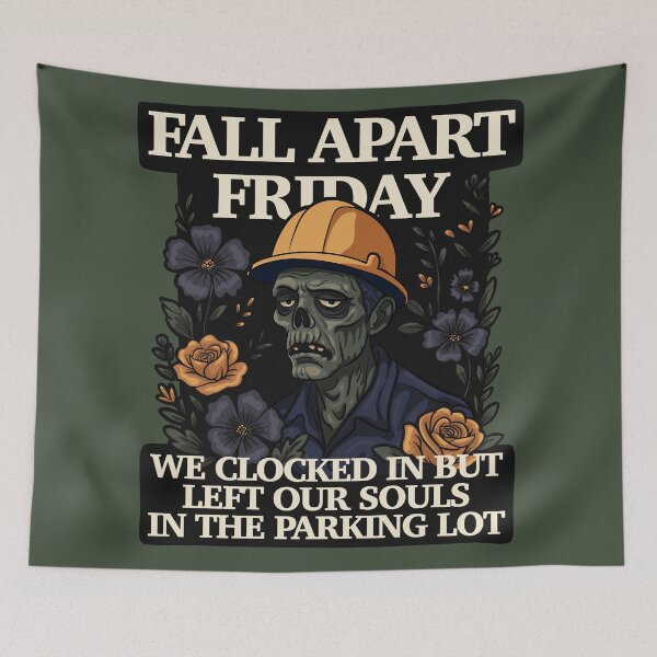 Item preview, Fall-Apart Friday – Zombie Worker Sticker with Floral Goth Vibes designed and sold by Feral by Elsie.