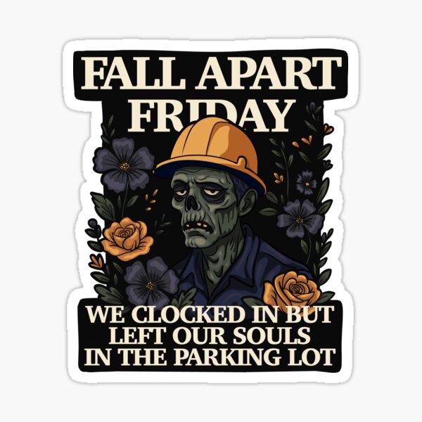 Item preview, Fall-Apart Friday – Zombie Worker Sticker with Floral Goth Vibes designed and sold by Feral by Elsie.