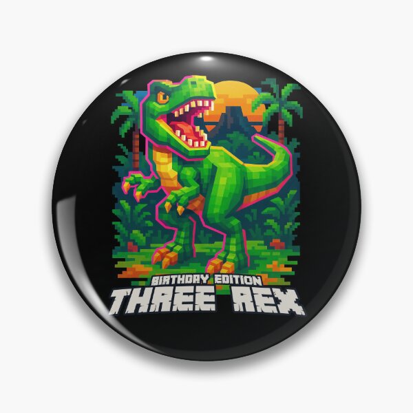 Item preview, THREE REX Birthday Edition Pixel T-Rex Dinosaur Party Design	 designed and sold by Victor Shadehorn.