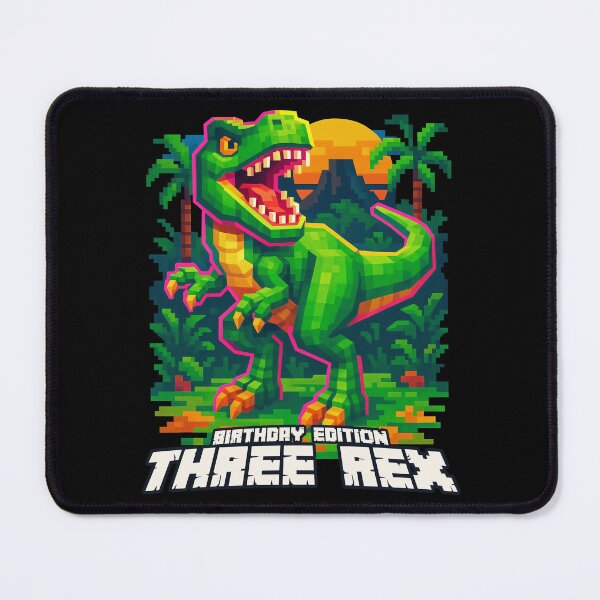 Item preview, THREE REX Birthday Edition Pixel T-Rex Dinosaur Party Design designed and sold by Victor Shadehorn.