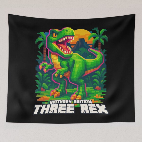 Item preview, THREE REX Birthday Edition Pixel T-Rex Dinosaur Party Design	 designed and sold by Victor Shadehorn.