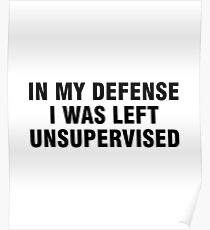 In my defense I was left unsupervised Poster