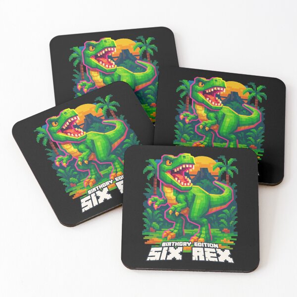 Item preview, SIX REX Birthday Edition Pixel Art Dinosaur Party Design	 designed and sold by Victor Shadehorn.