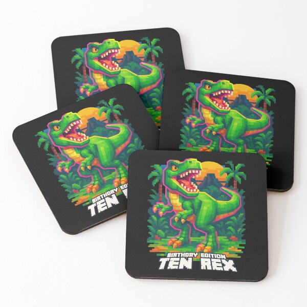 Item preview, TEN REX Birthday Edition Pixel T-Rex Dinosaur Gamer Design	 designed and sold by Victor Shadehorn.
