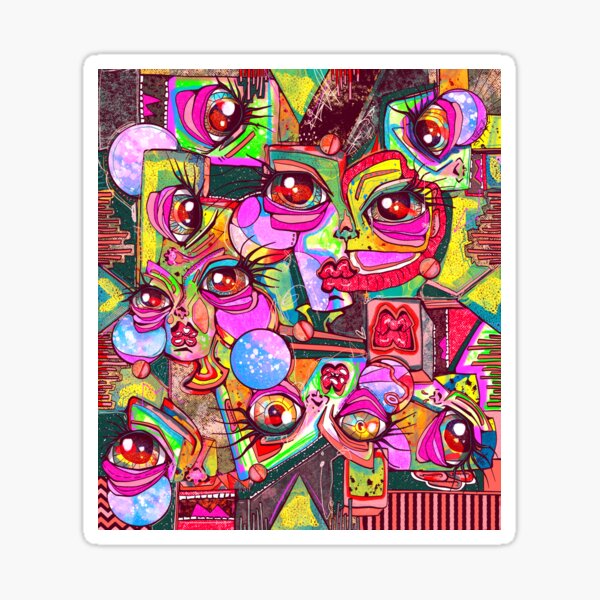 Item preview, colorful graffiti cubism portrait  designed and sold by crestfallenmermaid.