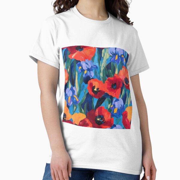 Item preview, Red Poppies and Blue Irises (Seamless Pattern) designed and sold by dawnleblanc55.