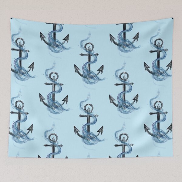 Item preview, Anchor & Ocean Waves (Version 1) designed and sold by Scarlet Swan.