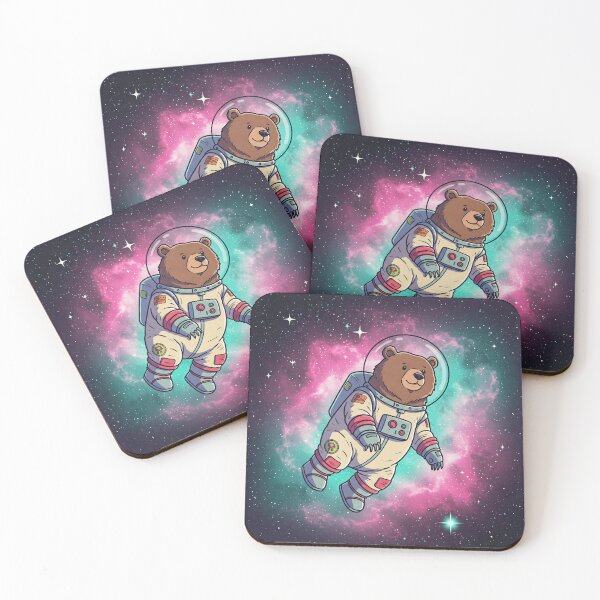 Item preview, Cartoon Grizzly Bear Astronaut in Colorful Galaxy designed and sold by nandacreates.