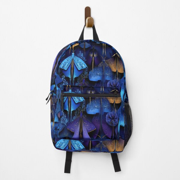 Item preview, Long Tailed Moths in Rich Cobalt Blue, Violet, and Gold (Seamless Pattern) designed and sold by dawnleblanc55.