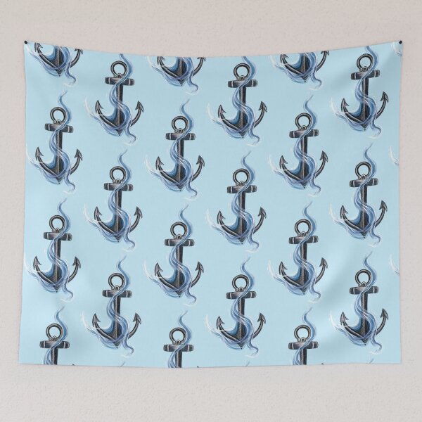Item preview, Anchor & Ocean Waves (Version 2) designed and sold by Scarlet Swan.