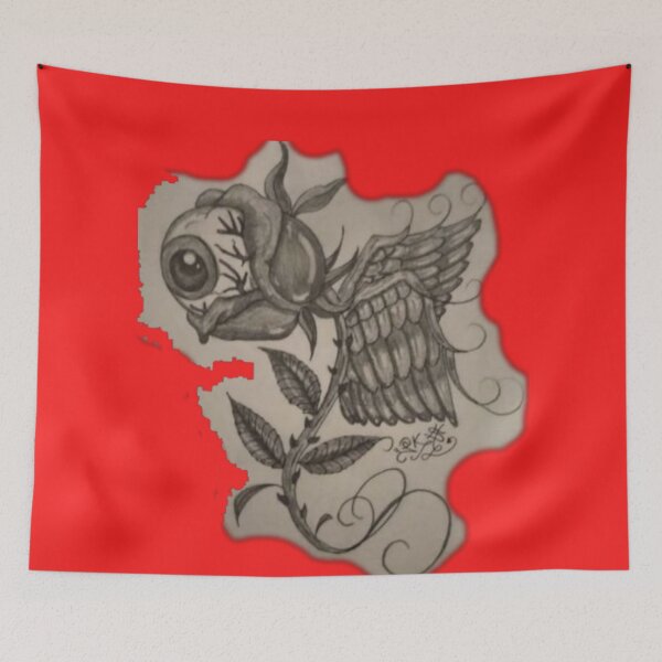Item preview, rose with eye and wings pencil drawing art designed and sold by pksart1.