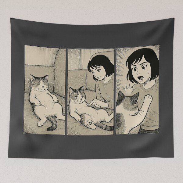Item preview, Don't Touch My Belly – Funny Cat Comic Strip designed and sold by iamwonderkitty.