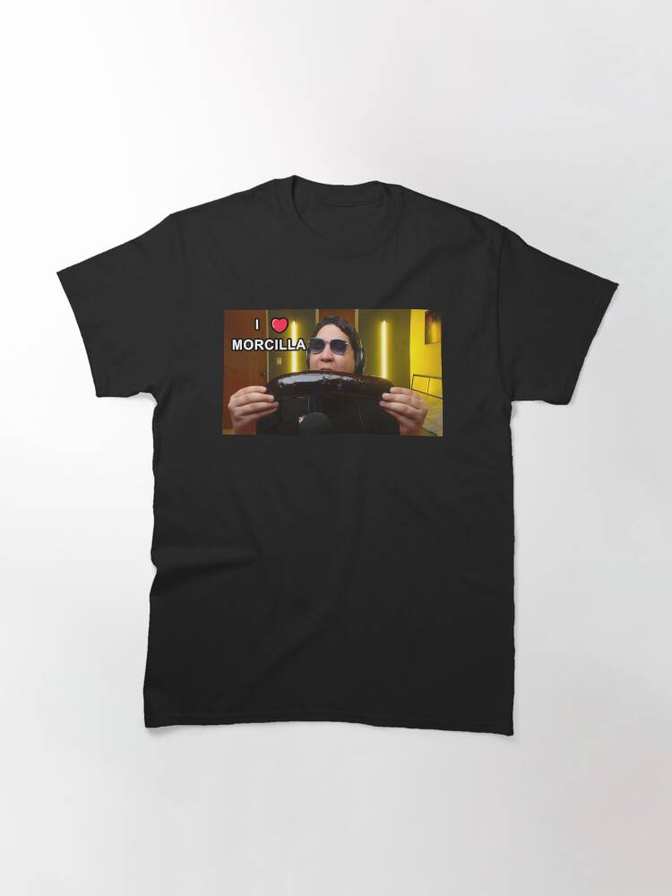 Imagen 3 de 7, Camiseta clásica con la obra ME ENCANTA MORCILLA (parodia), diseñada y vendida por FotoLibreStudio.