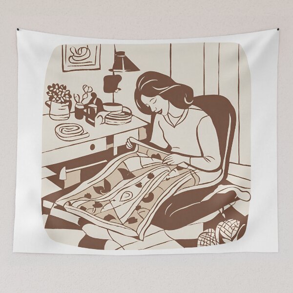 Item preview, Mom Quilting In Her Cute Cozy Room - Quilting Lover designed and sold by Wiss2Arts.