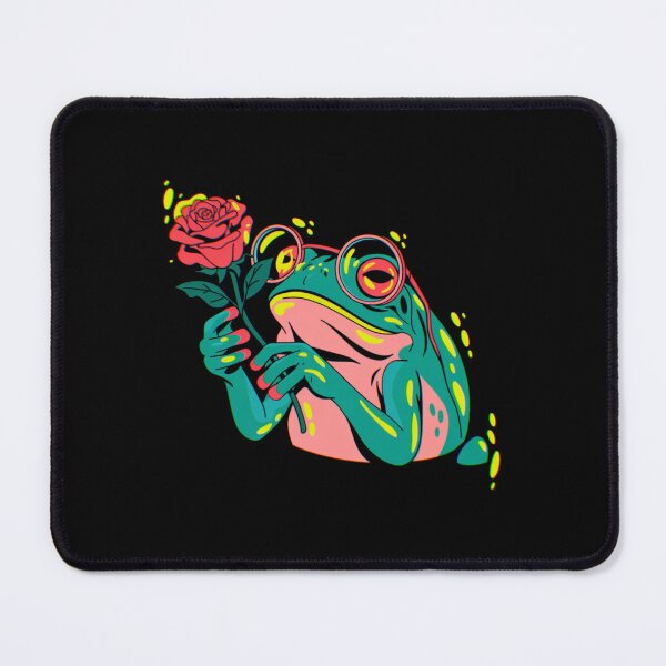 Item preview, Neon Frog with Rose - Whimsical Romantic Art designed and sold by Little Lantern Studio .