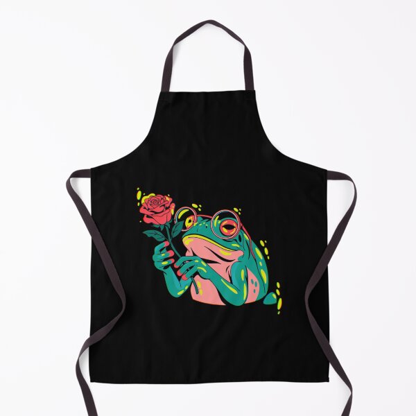 Item preview, Neon Frog with Rose - Whimsical Romantic Art designed and sold by Little Lantern Studio .