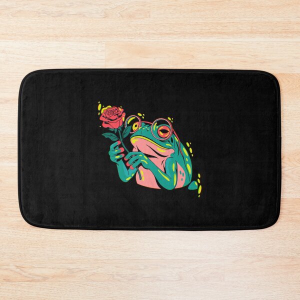 Item preview, Neon Frog with Rose - Whimsical Romantic Art designed and sold by Little Lantern Studio .
