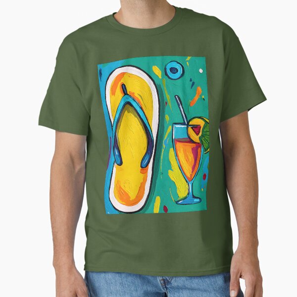Item preview, Flip Flops and Fruity Cocktails Framed by Bold Abstract Bursts of Summer Color designed and sold by OlfactoART Studio.