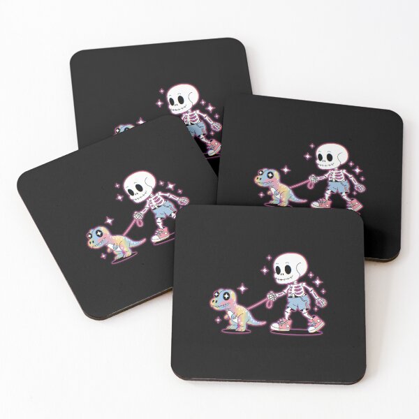 Item preview, Neon Skeleton Walking Dino - Playful Halloween Art designed and sold by Little Lantern Studio .