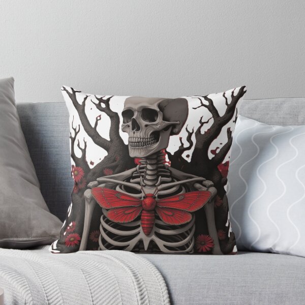Item preview, Nocturnal Moth & Crimson Skeleton – Gothic Dark Floral Art designed and sold by Dark-Circuit-Haven.