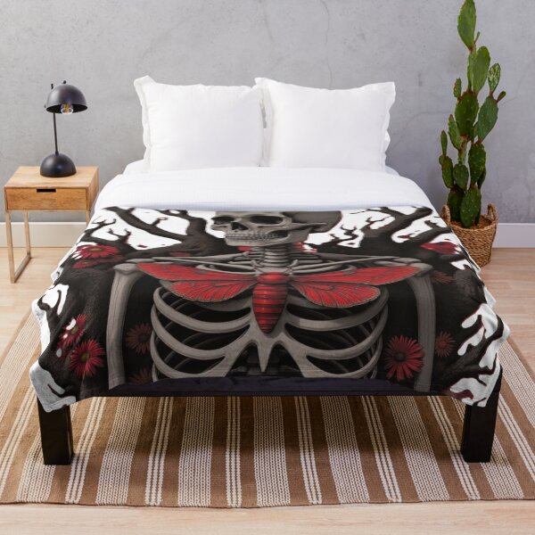 Item preview, Nocturnal Moth & Crimson Skeleton – Gothic Dark Floral Art designed and sold by Dark-Circuit-Haven.