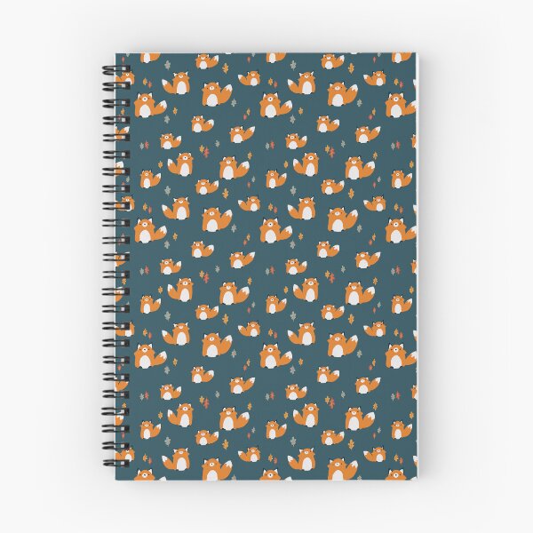 Item preview, Cute Kawaii Foxes and Oak Leaves Crayon Drawing Pattern - Dark Teal Blue designed and sold by Valerie Englehart.