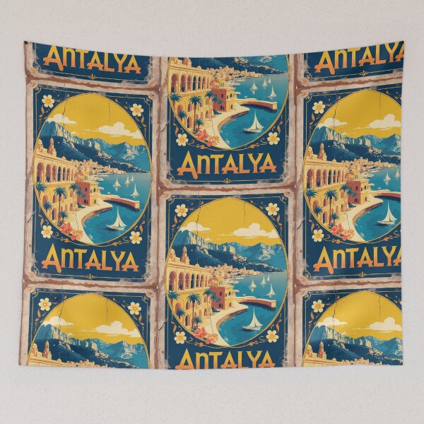 Aperçu de l'œuvre Antalya Turquie Vintage Travel Tourism créée et vendue par TravelersGems.