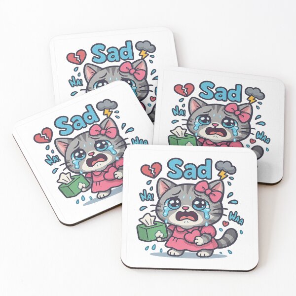 Item preview, Sad Crying Cat – Cute Emotional Cartoon Sticker designed and sold by 奇0904.