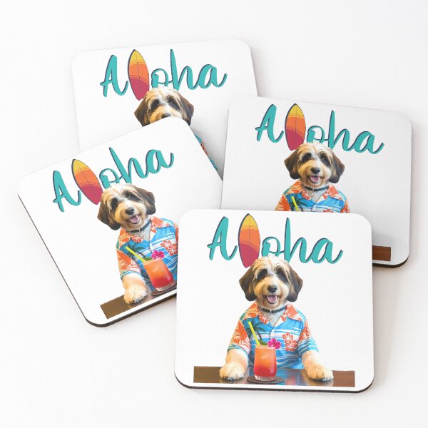 Item preview, Aloha Bernedoodle – Tropical Dog in Hawaiian Shirt with Mai Tai designed and sold by Fredster1966.