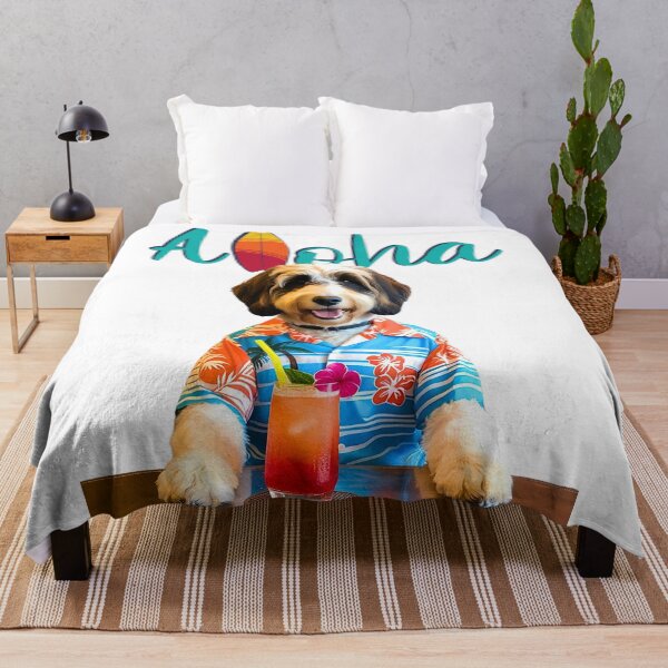 Item preview, Aloha Bernedoodle – Tropical Dog in Hawaiian Shirt with Mai Tai designed and sold by Fredster1966.
