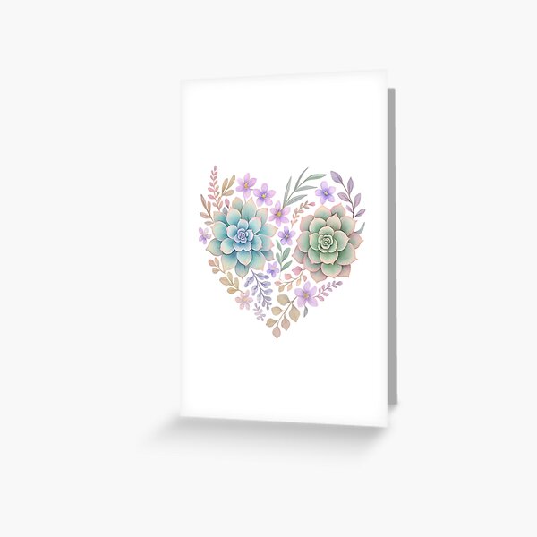 Item preview, Heart-Shaped Succulent Arrangement With Delicate Watercolor Details designed and sold by Bloomie Studio.