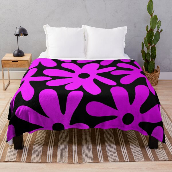 Item preview, Retro 1960's Hippie Pink Flower Pattern On Black designed and sold by DEC02.