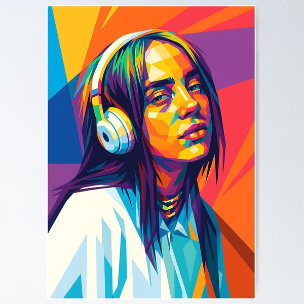 Aperçu de l'œuvre Pop Art Billie Eilish #3 créée et vendue par Catvektor.