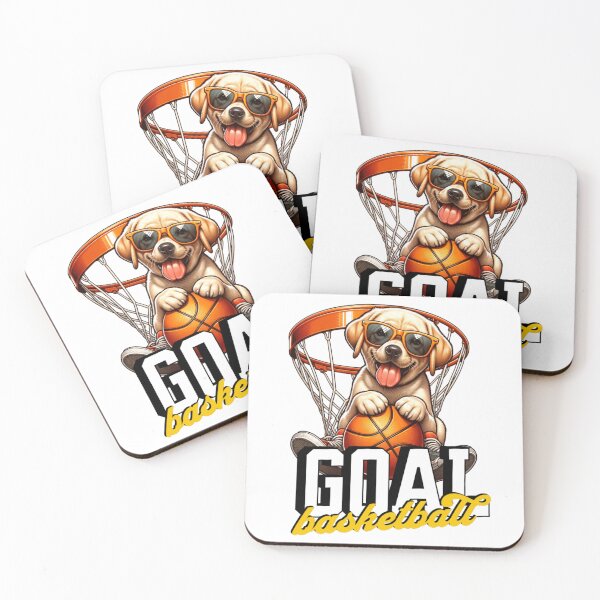 Item preview, A cartoon vector illustration shows a dog with a ball near a sports basket, ready to play a fun game designed and sold by KanDa-Shop.