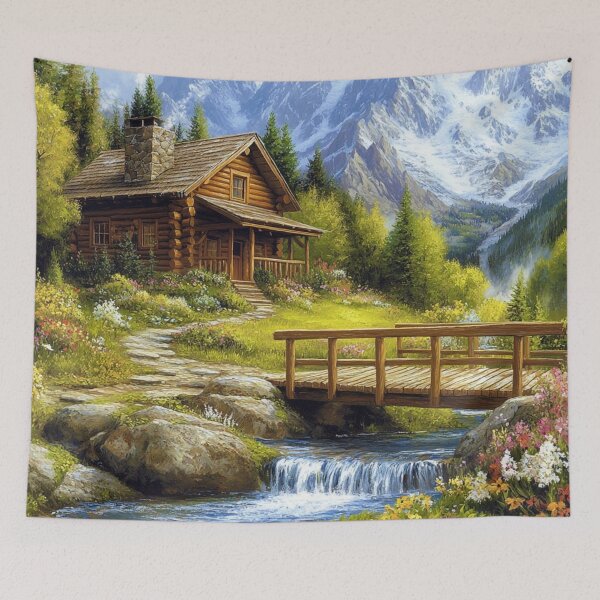 Item preview, Log Cabin In The Mountains  designed and sold by Myra365Art.