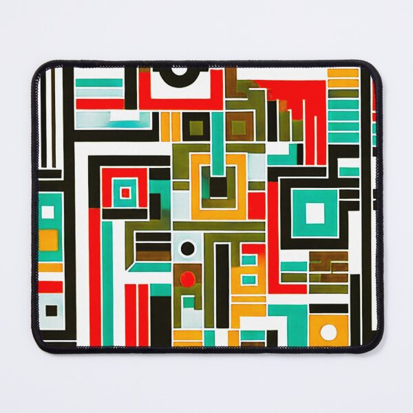 Item preview, Mid-Century Modern Mint, Mustard, And Red Geometric Pattern designed and sold by DEC02.