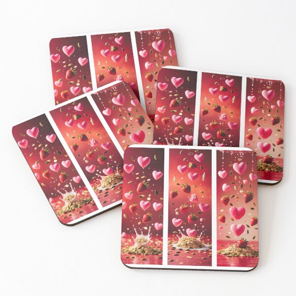 Item preview, “Strawberry Oat Love Burst – Pink Hearts, Fruit & Milk Splash Aesthetic” designed and sold by maiseygirls.