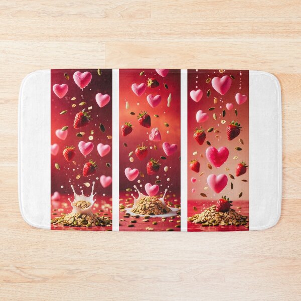 Item preview, “Strawberry Oat Love Burst – Pink Hearts, Fruit & Milk Splash Aesthetic” designed and sold by maiseygirls.