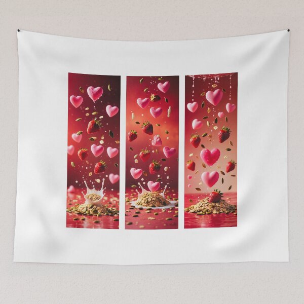 Item preview, “Strawberry Oat Love Burst – Pink Hearts, Fruit & Milk Splash Aesthetic” designed and sold by maiseygirls.