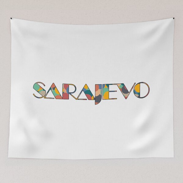 Item preview, Sarajevo Retro Pop Typography Vibrant City Name Art designed and sold by Wanderful-roads.