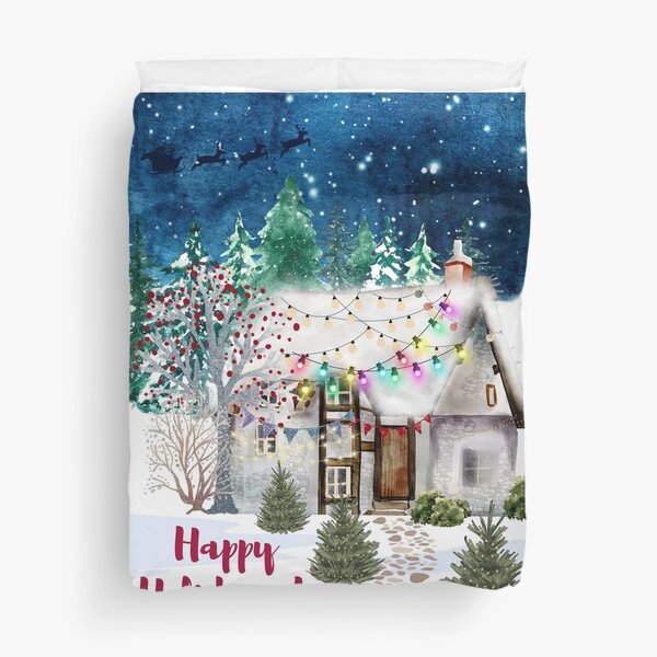 Vista previa del artículo con la obra «Decoraciones de luces navideñas en una noche invernal», diseñado y vendido por thefrenchyviet.