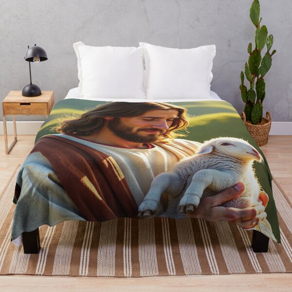 Item preview, Jesus Christ Holding A Baby Lamb Christian Art designed and sold by Gotcha29.